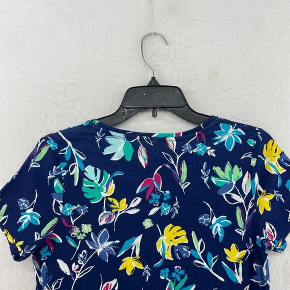Croft And Barrow Shirt Womens PXS Navy Blue Floral The Classic Tee Short Sleeve - Picture 8 of 12